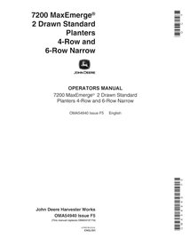 John Deere 7200 MaxEmerge 2 Drawn Standard planter pdf operator's manual  - John Deere manuals - JD-OMA54940-EN