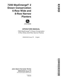 Manual do operador em pdf da plantadeira de conservação desenhada John Deere 7200 MaxEmerge 2 - John Deere manuais - JD-OMA54...