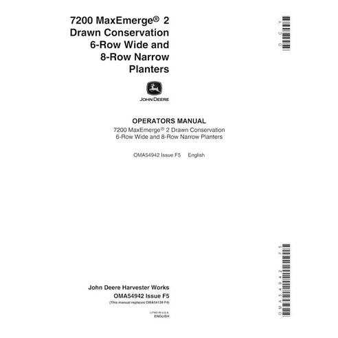 John Deere 7200 MaxEmerge 2 Drawn Conservation planter pdf operator's manual  - John Deere manuals - JD-OMA54942-EN