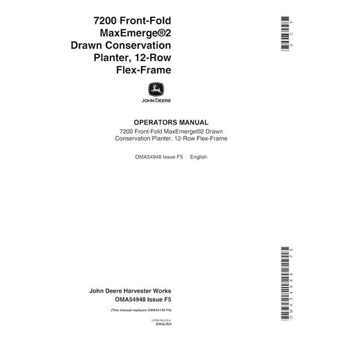 John Deere 7200 Front-Fold MaxEmerge 2 Drawn Conservation planter pdf operator's manual  - John Deere manuals - JD-OMA54948-EN