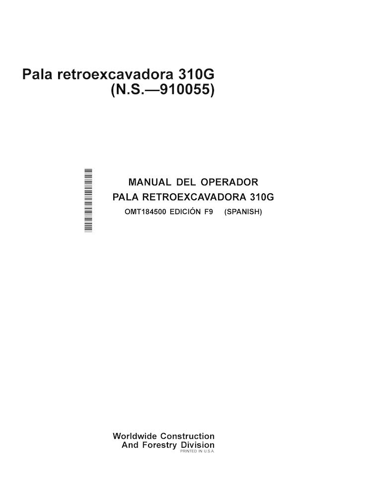 John Deere 310G backhoe loader pdf operator's manual ES