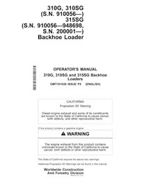 John Deere 310G, 310SG, 315SG (F9) backhoe loader pdf operator's manual  - John Deere manuals - JD-OMT191038-EN