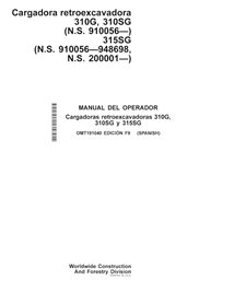 John Deere 310G, 310SG, 315SG (F9) backhoe loader pdf operator's manual ES - John Deere manuals - JD-OMT191040-ES