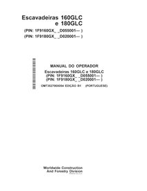 JD-OMT352706X054-PT John Deere 160GLC, 180GLC (B1) excavator operator's manual PT (OMT352706X054)