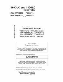 JD-OMT364032X19 John Deere 160GLC, 180GLC (I1) excavator operator's manual (OMT364032X19)