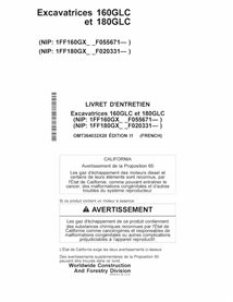 JD-OMT364032X28-FR John Deere 160GLC, 180GLC (I1) excavator operator's manual FR (OMT364032X28)