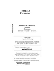 Manuel de l'opérateur pdf de la pelle John Deere 225DLC - John Deere manuels - JD-OMT226914-EN