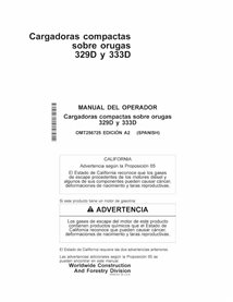 Manuel de l'opérateur pdf des chargeuses compactes sur chenilles John Deere 329D, 333D ES - John Deere manuels - JD-OMT256725-ES