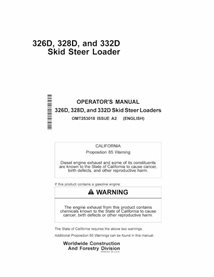 Manuel de l'opérateur pdf des chargeuses compactes sur chenilles John Deere 326D, 328D, 332D - John Deere manuels - JD-OMT253...