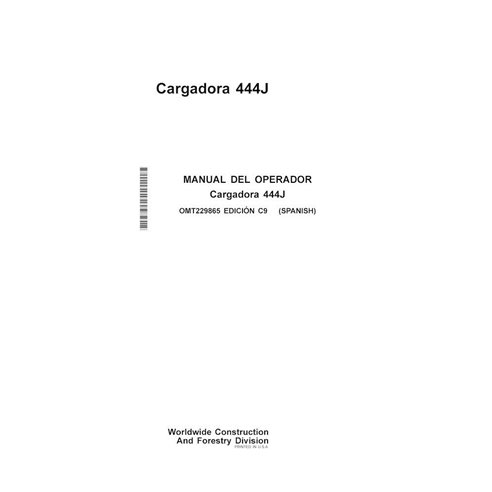 Manual do operador em pdf da carregadeira John Deere 444J ES - John Deere manuais - JD-OMT229865-ES
