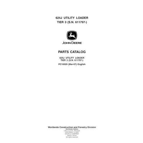 Catálogo de piezas en pdf del cargador John Deere 624J - John Deere manuales - JD-PC10029