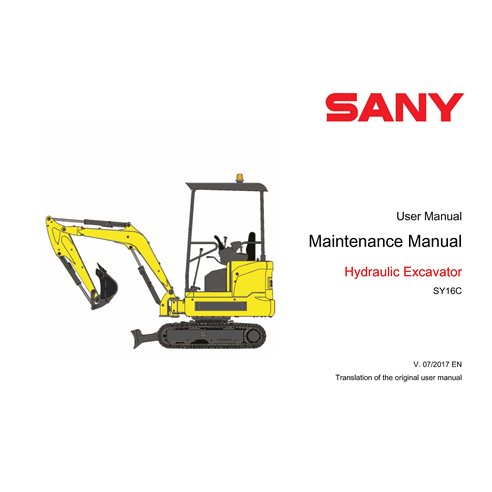 Manual de manutenção em pdf da miniescavadeira Sany SY16C - Sany manuais - SANY-534119-OM-EN