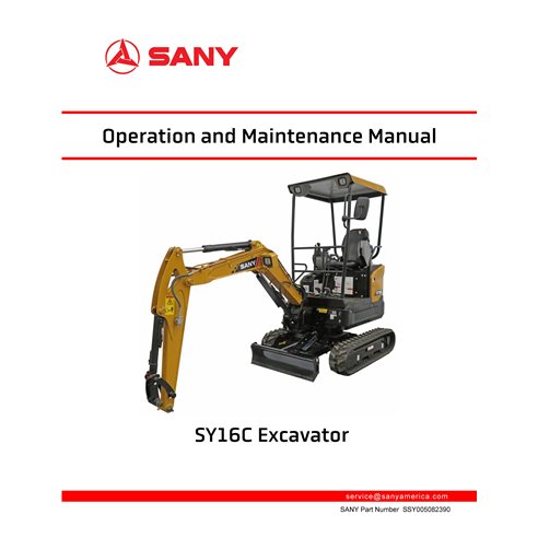 SANY-SSY005082390-OM Manual de operación y mantenimiento pdf de miniexcavadora Sany SY16C