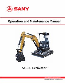 SANY-SSY005082387-OM Sany SY26U mini excavator pdf operation and maintenance manual