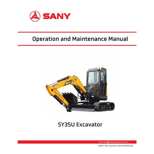 Manuel d'utilisation et d'entretien pdf de l'excavatrice Sany SY35U - Sany manuels - SANY-SSY005082353-OM-EN