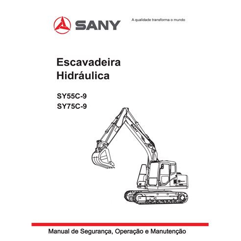 Excavadora Sany SY55C-9, SY75C-9 pdf manual de operación y mantenimiento PT - Sany manuales - SANY-R04T01PTAO0-OM-PT