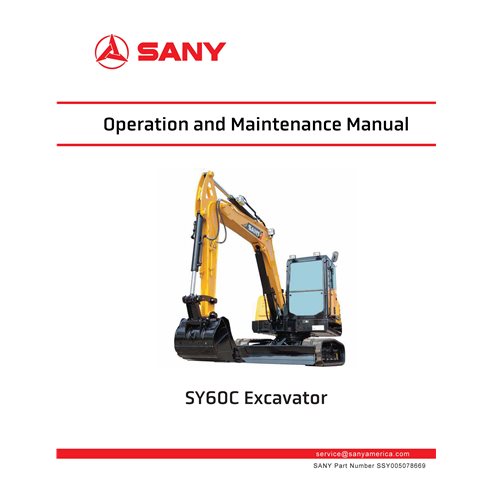 Manual de operação e manutenção em pdf da escavadeira Sany SY60U - Sany manuais - SANY-SSY005078669-OM-EN