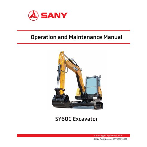 Manual de operación y mantenimiento pdf de la excavadora Sany SY60U - Sany manuales - SANY-SSY005078669-OM-EN