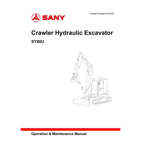 Sany SY80U excavator pdf operation and maintenance manual  - SANY manuals - SANY-SY80U-OM-EN