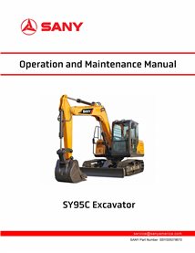 Sany SY95C excavator pdf operation and maintenance manual  - SANY manuals - SANY-SSY005078670-OM-EN