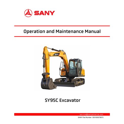 Manuel d'utilisation et d'entretien pdf de l'excavatrice Sany SY95C - Sany manuels - SANY-SSY005078670-OM-EN