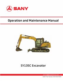 Sany SY135C excavator pdf operation and maintenance manual  - SANY manuals - SANY-SSY005078545-OM-EN