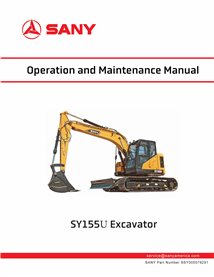 SANY-SSY005079291-OM Sany SY155U excavator pdf operation and maintenance manual
