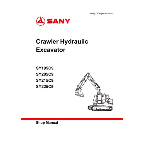 SANY-SY195-225C9-SM Manual de loja em pdf da escavadeira Sany SY195C9, SY205C9, SY215C9, SY225C9