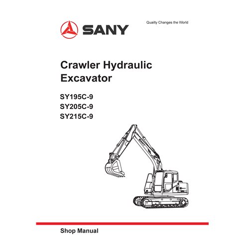 Sany SY195C9, SY205C9, SY215C9 excavator pdf shop manual  - SANY manuals - SANY-SY195-215C9-SM-EN