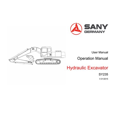 Manuel d'utilisation et d'entretien pdf de l'excavatrice Sany SY235 - Sany manuels - SANY-SY235-OM-EN