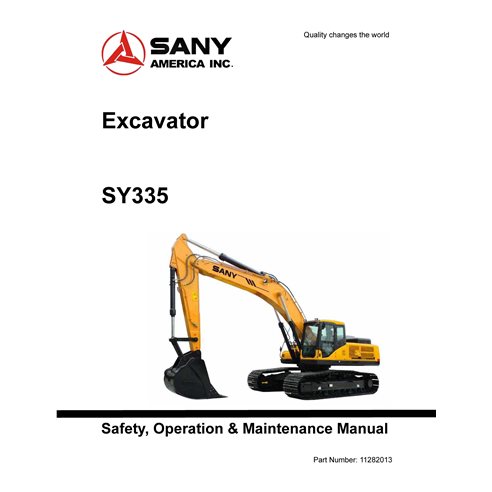 Manual de operação e manutenção em pdf da escavadeira Sany SY335 - Sany manuais - SANY-SY335-OM-EN
