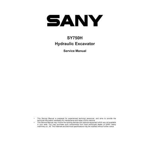 SANY-SY750H-SM Manual de serviço em pdf da escavadeira Sany SY750H