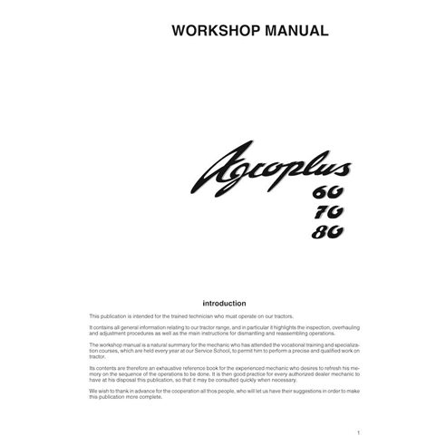 Manual de oficina em pdf do trator Deutz Fahr AGROPLUS 60, 70, 80 - Deutz Fahr manuais - DEUTZ-AGROPLUS-60-80-EN