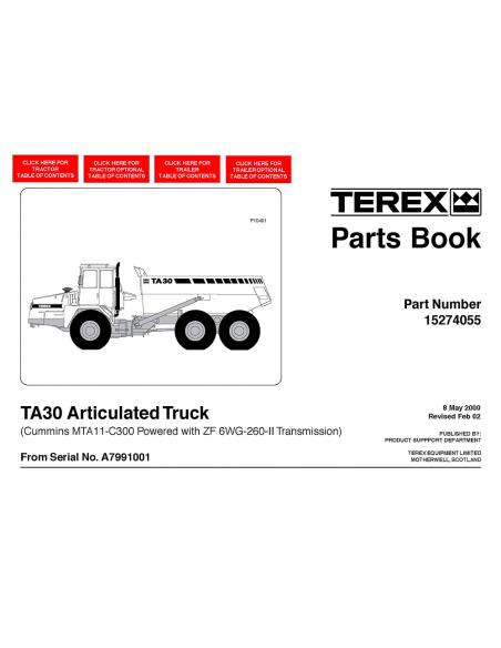 Livro de peças de caminhão articulado Terex TA30 - Terex manuais - TEREX-15274055