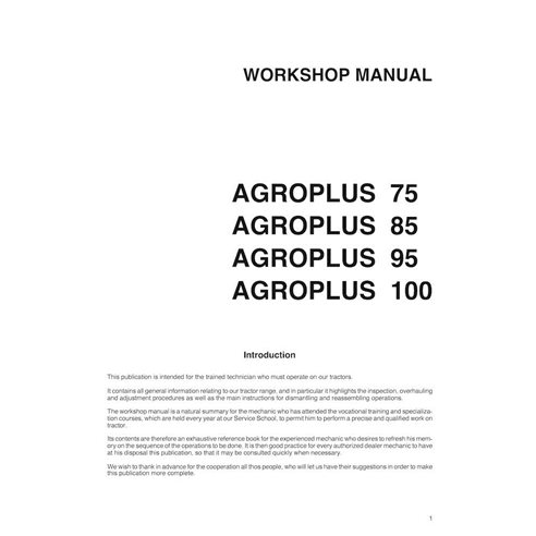 Manuel d'atelier pdf pour tracteur Deutz Fahr AGROPLUS 75, 85, 95, 100 - Deutz Fahr manuels - DEUTZ-AGROPLUS-75-100-WM-EN