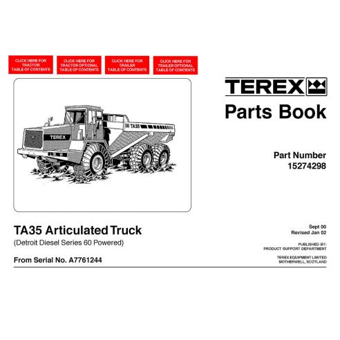 Livro de peças de caminhão articulado Terex TA35 - Terex manuais