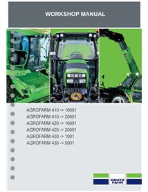 Deutz Fahr AGROFARM 410, 420, 430 tractor pdf workshop manual  - Deutz Fahr manuals - DEUTZ-AGROFARM-410-430-WM-EN