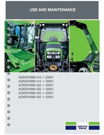 Deutz Fahr AGROFARM 410, 420, 430 tractor pdf operation and maintenance manual  - Deutz Fahr manuals - DEUTZ-AGROFARM-410-430...