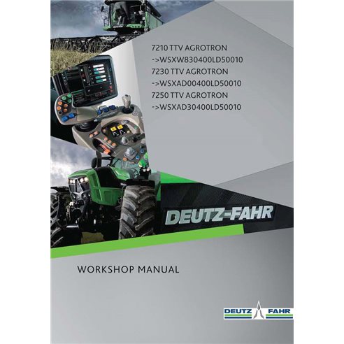 Deutz Fahr AGROTRON 7210, 7230, 7250 TTV tractor pdf workshop manual - Deutz Fahr manuals - DEUTZ-AGROTRON-7210-7250TTV-WM-EN