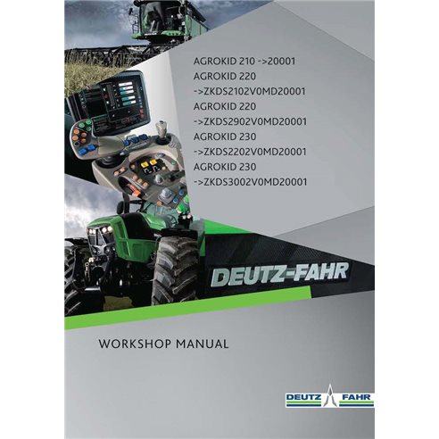 Tractor Deutz Fahr AGROKID 210, 220, 230 pdf manual de taller - Deutz Fahr manuales - DEUTZ-AGROKID-210-230-WM-EN