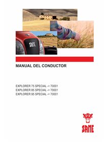 Manuel d'utilisation et d'entretien du tracteur SAME EXPLORER 75, 85, 95 SPECIAL pdf ES - SAME manuels - SAME-307U1051ES001