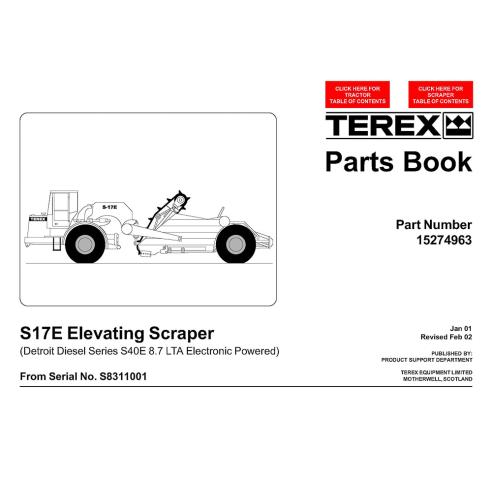 Livro de peças de raspador Terex S17E - Terex manuais - TEREX-15274963