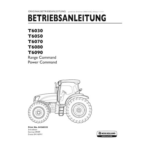 New Holland T6030, T6050, T6070, T6080, T6090 tractor pdf operator's manual DE - New Holland Agriculture manuals - NH-8426833...