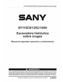 Excavadora Sany SY115C9, 135C, 155H pdf manual de operación y mantenimiento ES - Sany manuales - SANY-SY115C9-155H-OM-ES