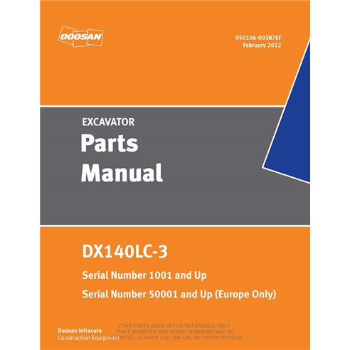 Catálogo de peças em pdf da escavadeira Doosan DX140LC - Doosan manuais - DOOSAN-950106-00387EF-PC