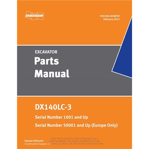 Doosan DX140LC excavator pdf parts catalog  - Doosan manuals - DOOSAN-950106-00387EF-PC