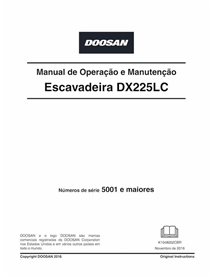 Escavadeira Doosan DX225LC pdf manual de operação e manutenção PT - Doosan manuais - DOOSAN-K1048002C-OM-PT