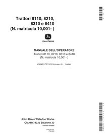 Manuel de l'opérateur pdf pour tracteur John Deere 8110, 8210, 8310, 8410 IT - John Deere manuels - JD-OMAR178332-IT