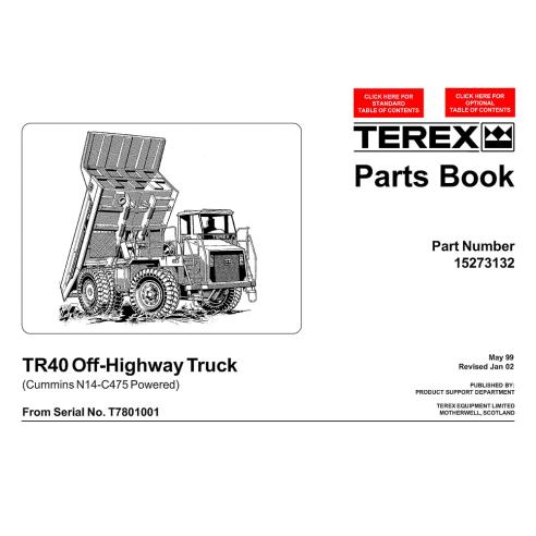 Livre de pièces de camion tout-terrain Terex TR40 - Terex manuels - TEREX-15273132