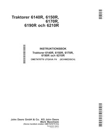 John Deere 6140R, 6150R, 6150RH, 6170R, 6190R, 6210R EU tractor pdf operator's manual SV - John Deere manuals - JD-OMETN78779-SV